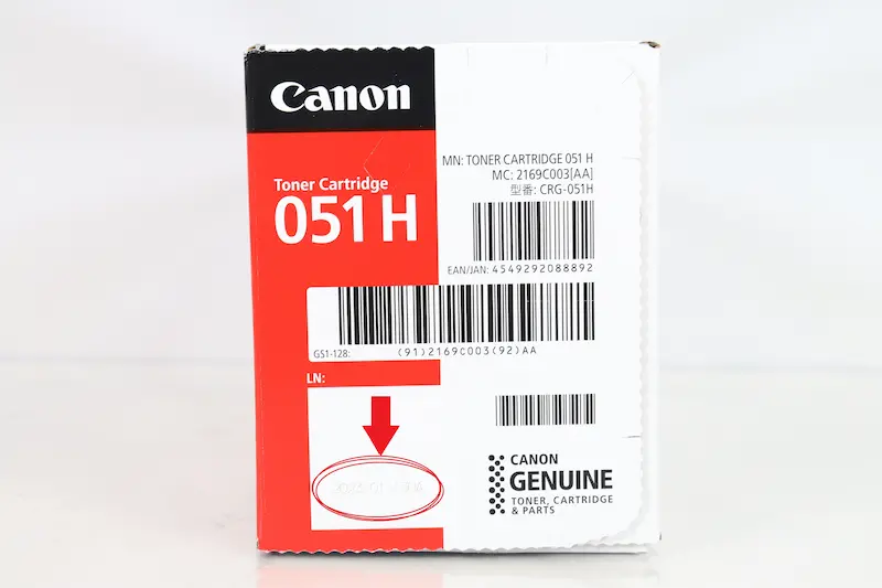 キャノン 051H 製造日記載箇所の画像側面