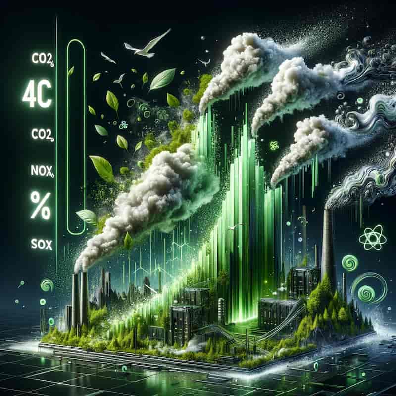 CO₂・NOₓ・SOₓ排出の約40%削減 CO₂・NOₓ・SOₓ排出の約40削減のイメージ画像